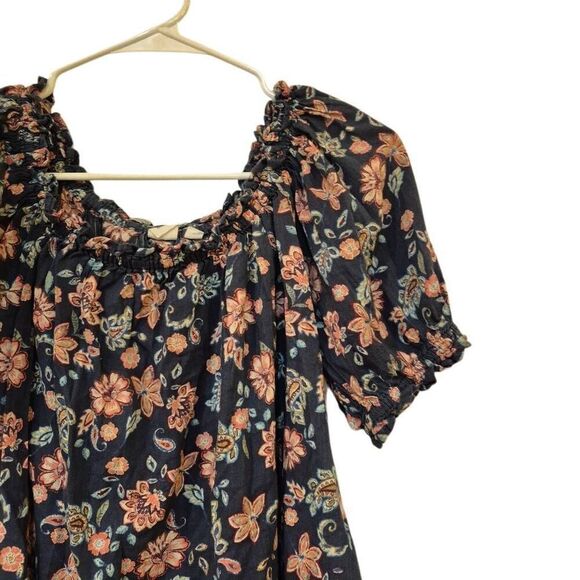 Gap Women's Navy Cotton/Rayon Floral Peasant Boho Top - Picture 2 of 11